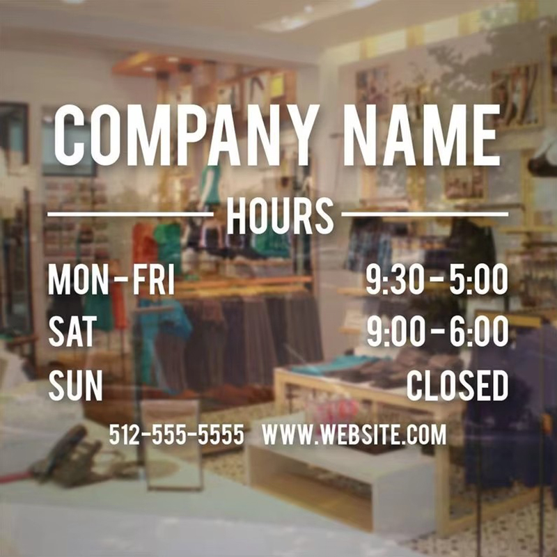 Vinyl Floor Plank - Customized Store Hours Sign Window Sticker