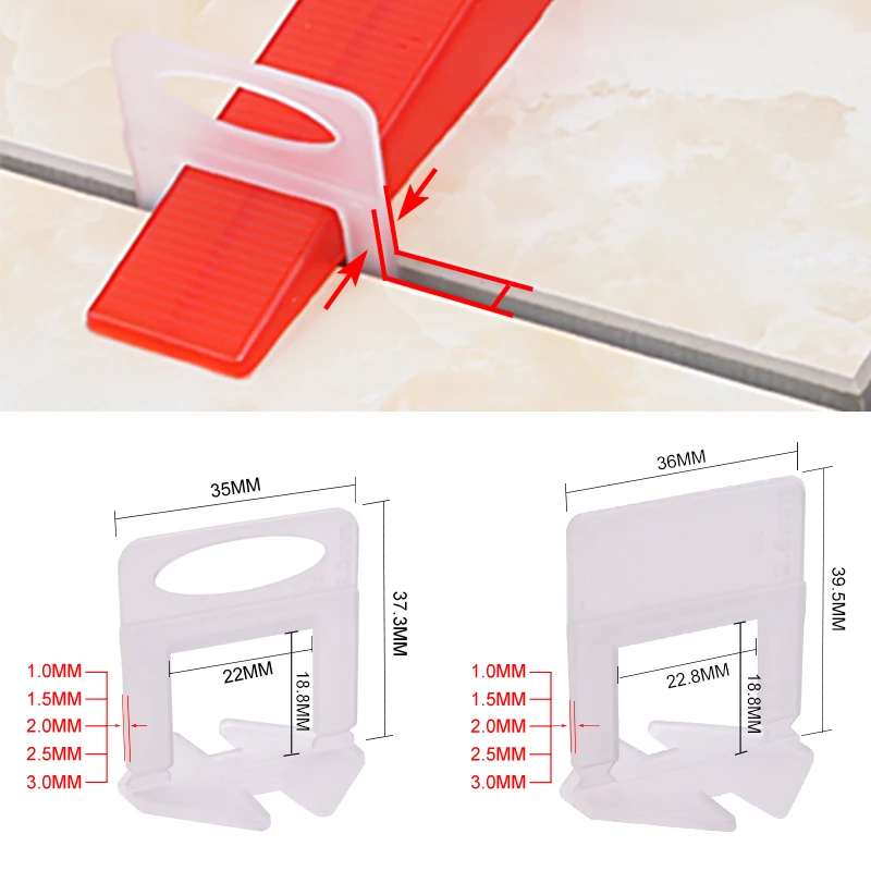 Tile Leveling Clip - 100pcs 1/1.5/2/2.5/3mm Ceramic Tiles Leveling Clips
