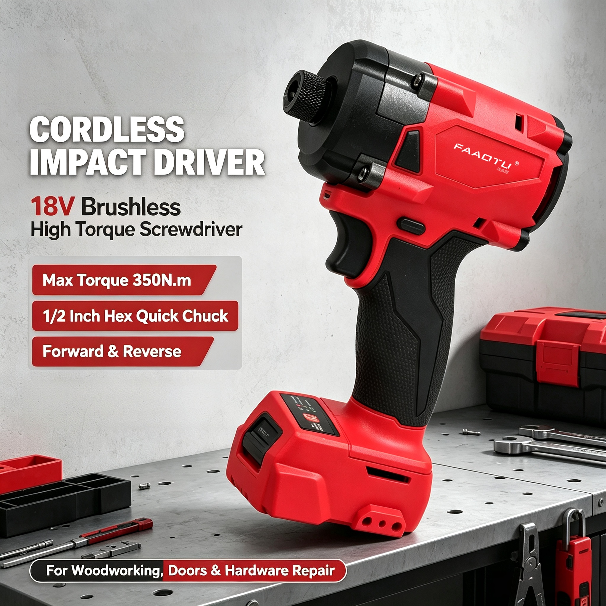 Home Improvement Diy - FAAOTU 18V Cordless Electric Screwdriver, Powerful