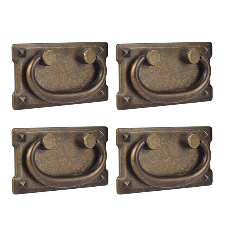 Cabinet Handle Pull - 4Pcs Vintage Antique Bronze Drawer Ring