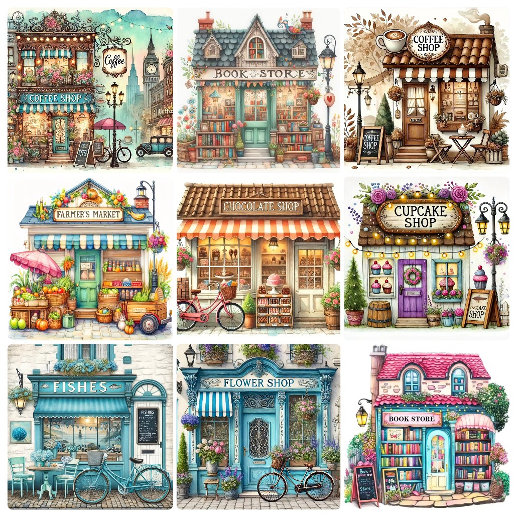 Home Improvement Diy - House Landscape Diamond Painting Kits Full