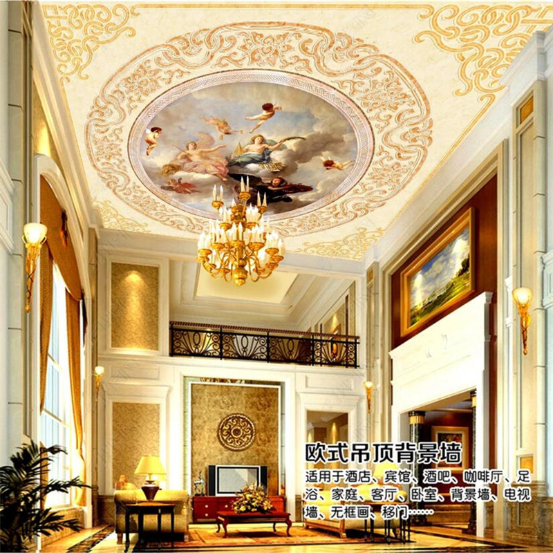 Home Improvement Angela - Custom European Angels Ceiling Mural Wallpaper