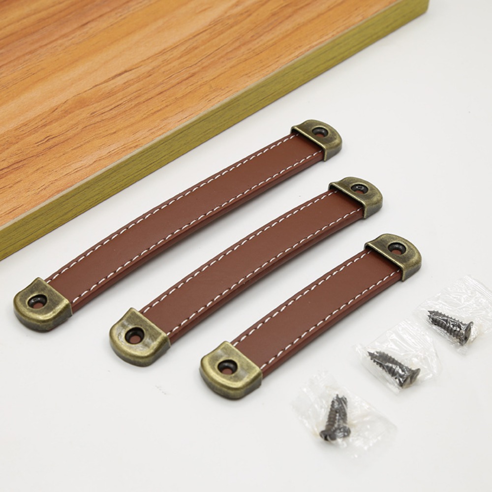 Vintage With Screws Leather Ha - Cabinet Handle Pull review and price