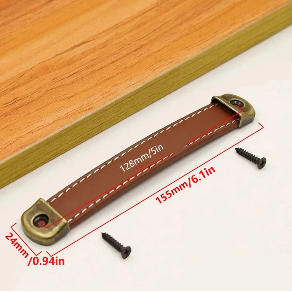 Vintage With Screws Leather Ha - Cabinet Handle Pull review and price