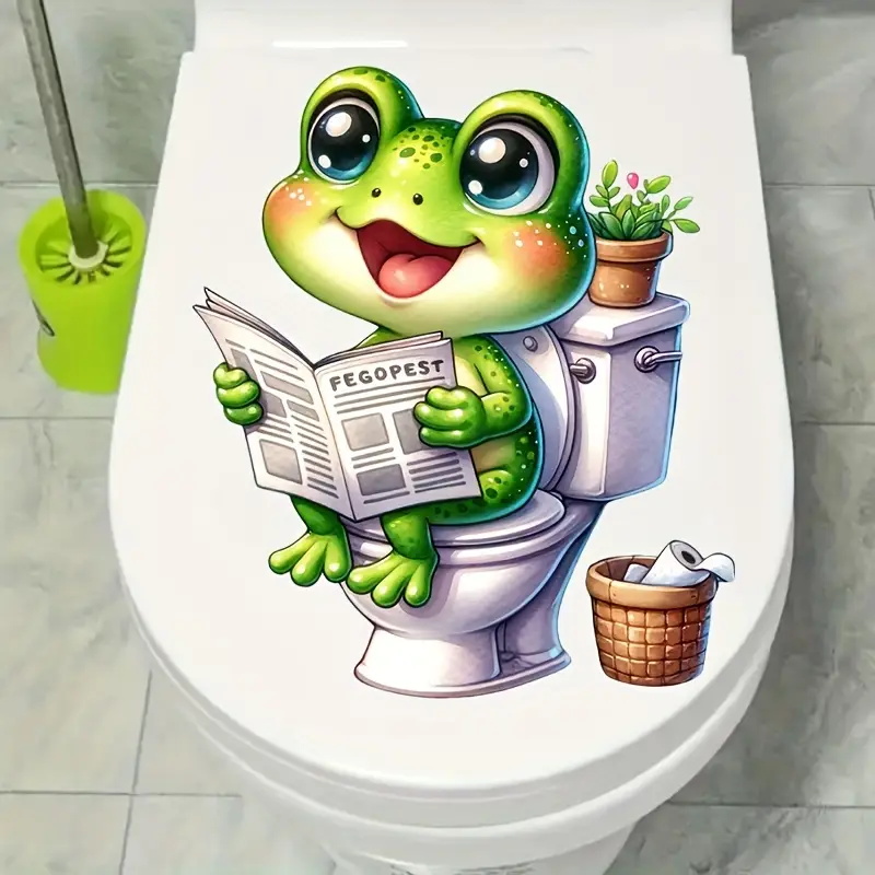 Frog on Toilet Reading Newspap - Vinyl Floor Plank review and price