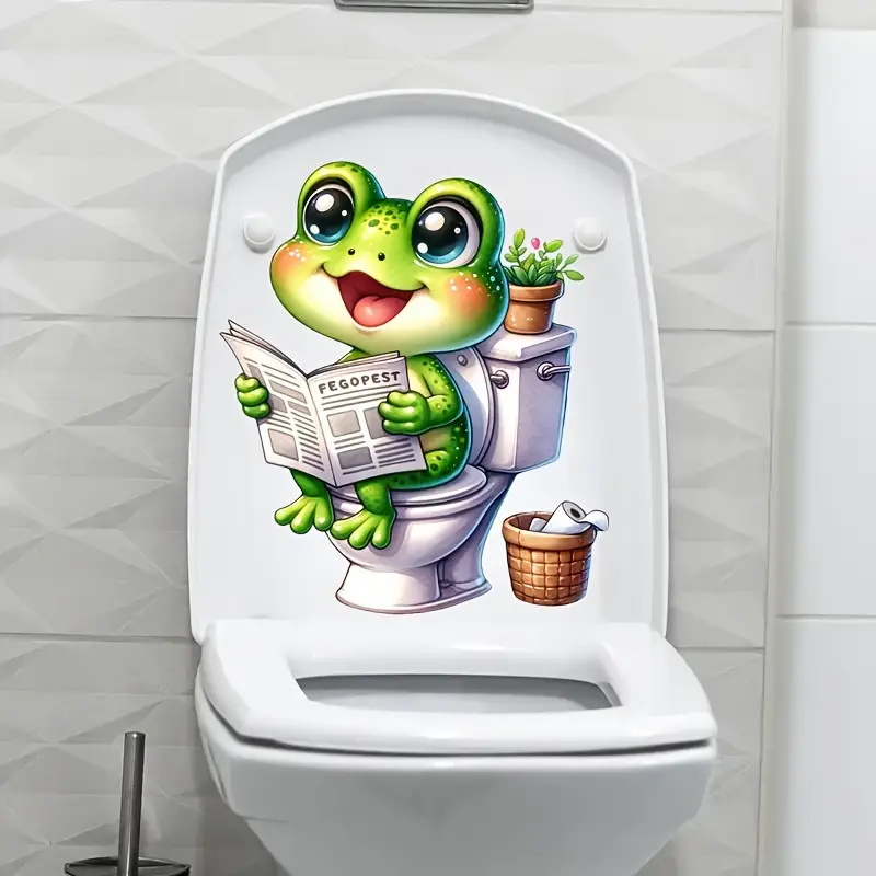 Frog on Toilet Reading Newspap - Vinyl Floor Plank review and price