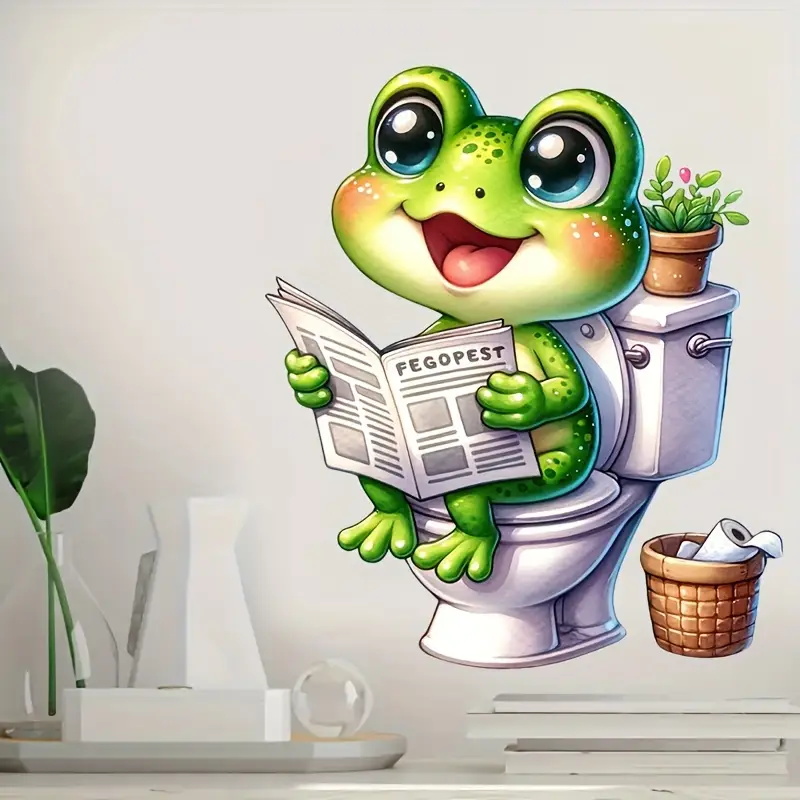 Frog on Toilet Reading Newspap - Vinyl Floor Plank review and price